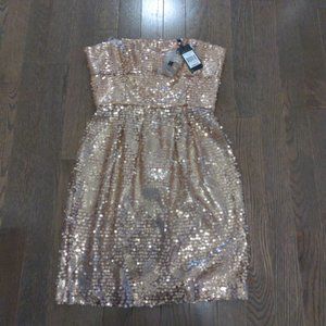 BCBGMaxAzria "Carole" Strapless Sequin Mini Dress